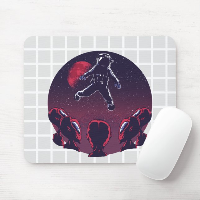 Mousepad Rato de Astronauta e Alienígenas Grid (Com mouse)