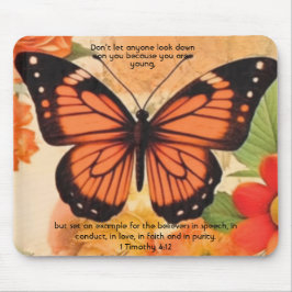 Mousepad Rato de Borracha Borboleta 1 Timóteo 4:12
