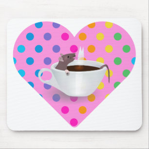 Mousepad rato de café do coração