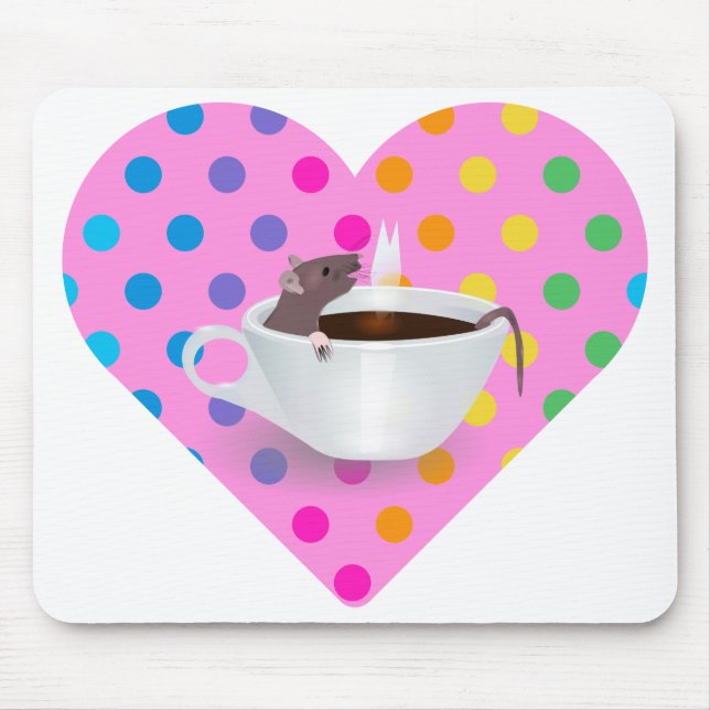 Mousepad rato de café do coração (Frente)