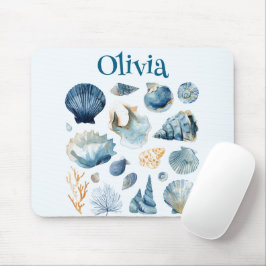 Mousepad Rato de Concha Azul | Nome Personalizado