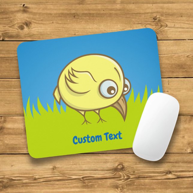 Mousepad Rato de desenho animado de pássaro amarelo (Criador carregado)