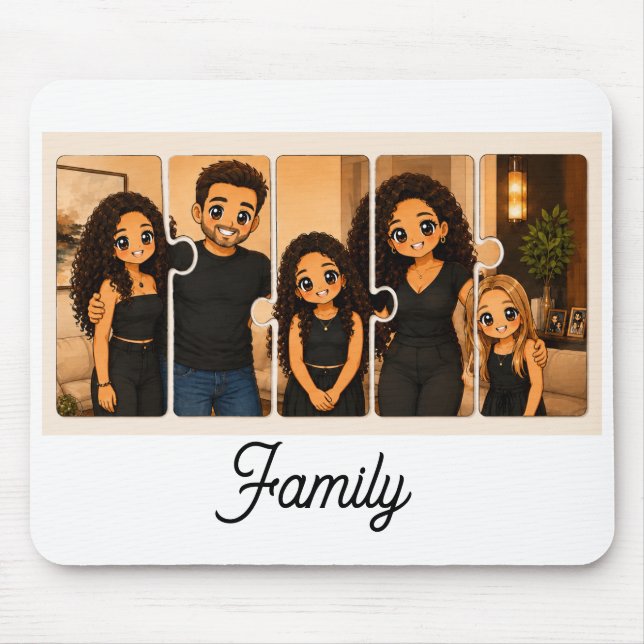 Mousepad Rato de Família em Formato de Puzzle  (Frente)