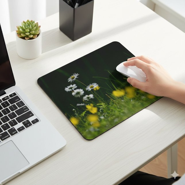 Mousepad Rato de Flor de Margarida Cativante para Escritóri (Eye Catching Daisy Flower Mouse Pad for Office Comfort)