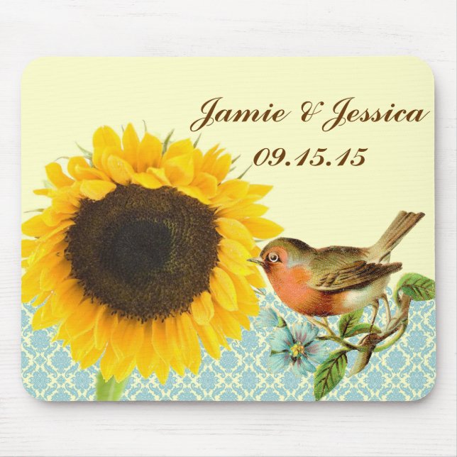 Mousepad Rato de girassol de aves de reprodução (Frente)