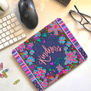 Mousepad Rato de inspirividade de stripe de diversão floral