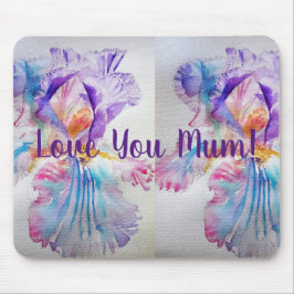 Mousepad Rato de Mãe de Amor com Flor da Watercolor Iris