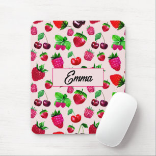 Mousepad Rato de Morango Fofo com Nome Personalizado