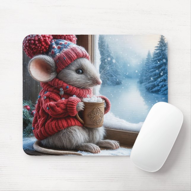 Mousepad Rato De Natal Com Cacau Quente (Com mouse)