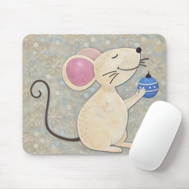 Mousepad Rato de Natal Fofo Tapete de Rato de Natal (Com mouse)