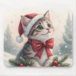 Mousepad Rato de Natal Gatinho Nevado