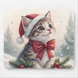 Mousepad Rato de Natal Gatinho Nevado