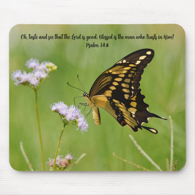 Mousepad Rato de Natureza com Versículo Bíblico da Fé Borbo (Frente)