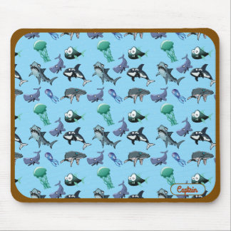 Mousepad Rato de tema Oceano Tubarão & Peixe Irritado | Per