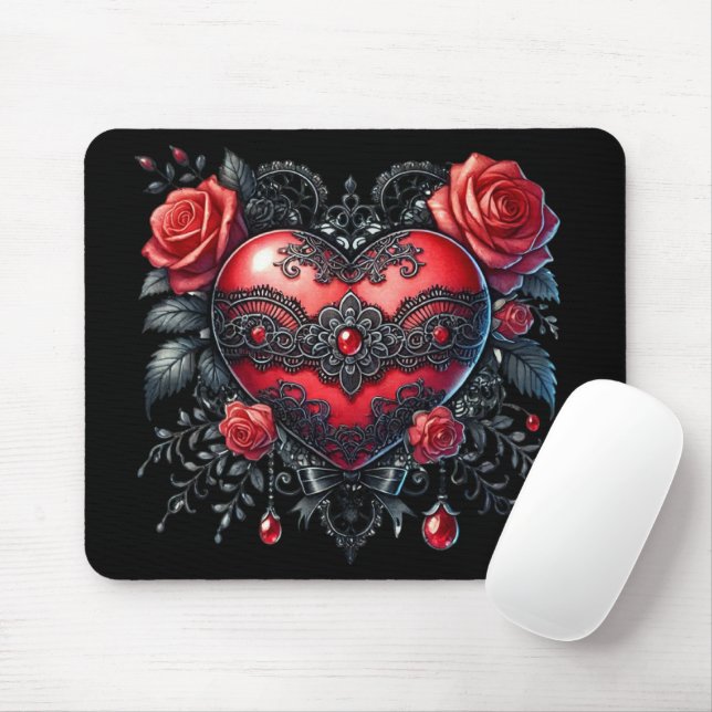 Mousepad Rato de Valentino Coração Gótico (Com mouse)