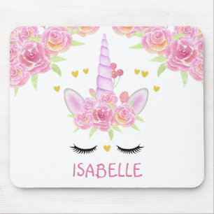 Mousepad Rato Dourado de Corações Bonitos de Rosto Rosa F