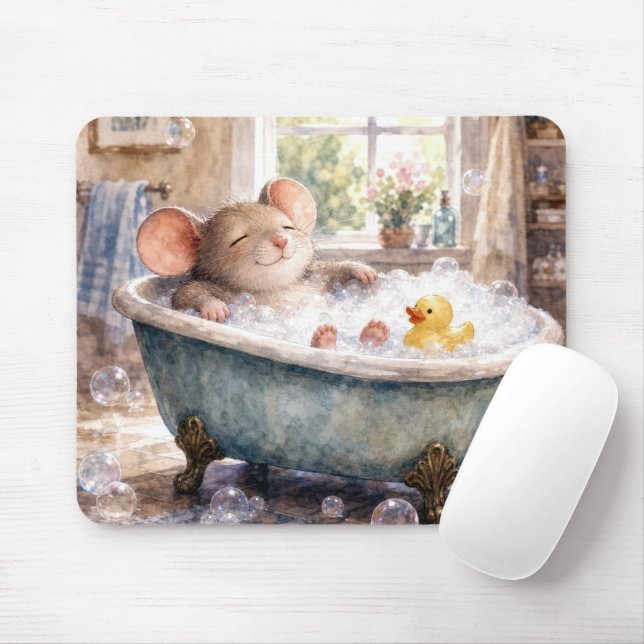 Mousepad Rato em um Banho de Espuma (Com mouse)