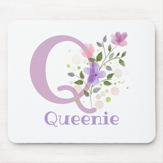 Mousepad Rato Inicial Mais Nome e Desenho de Flores (Frente)