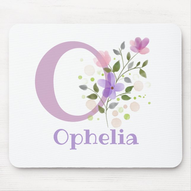 Mousepad Rato Inicial Plus Nome e Desenho de Flores (Frente)