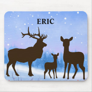 Mousepad Rato personalizado com uma família de veados