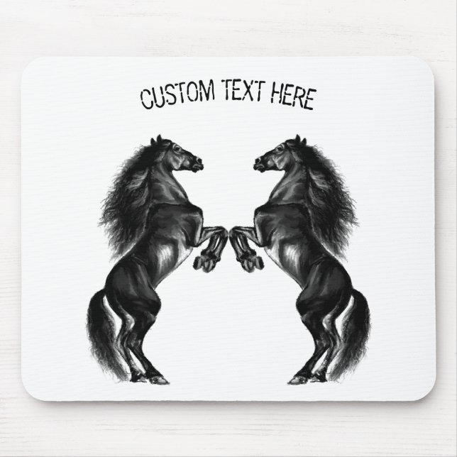 Mousepad Rato preto ereto Mouse com o seu texto e cor (Frente)