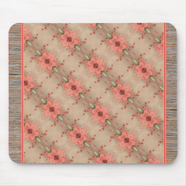 Mousepad Rato-Rato-Padrão Flor De Coral (Frente)