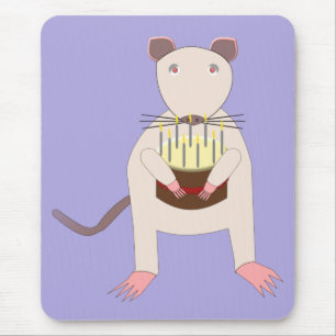 Mousepad Rato Siamês com Bolo de Aniversário