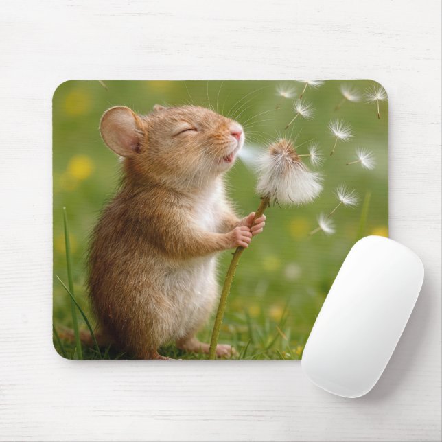 Mousepad Rato soprando sementes de dente-de-leão (Com mouse)