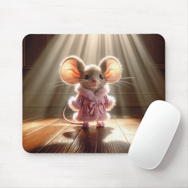 Mousepad Rato Vestindo um saquinho rosa e pantufas (Com mouse)