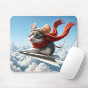 Mousepad Rato voando um avião de papel