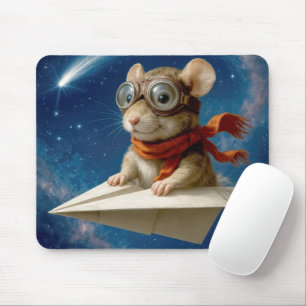 Mousepad Rato voando um avião de papel