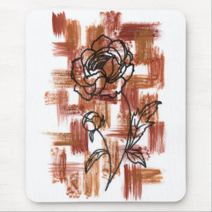Mousepad Ratos de Rosa de Tinta e Pinceladas de Terracota M