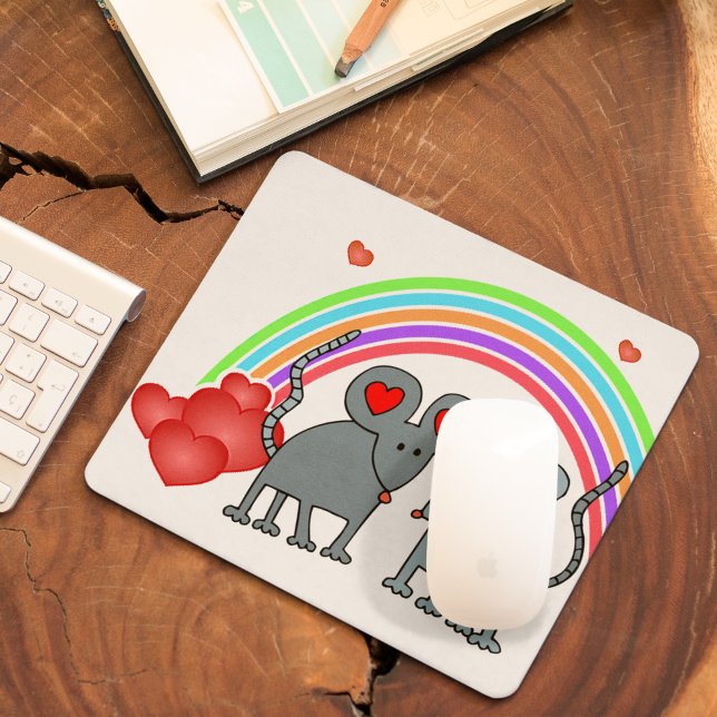 Mousepad Ratos em Dias de os namorados de Amor (Mice in Love Valentines Mouse Pad)