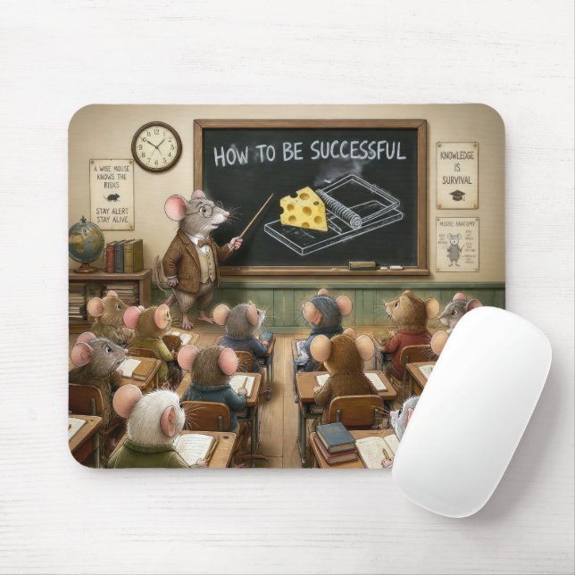 Mousepad Ratos Sentados numa Sala de Aula (Com mouse)