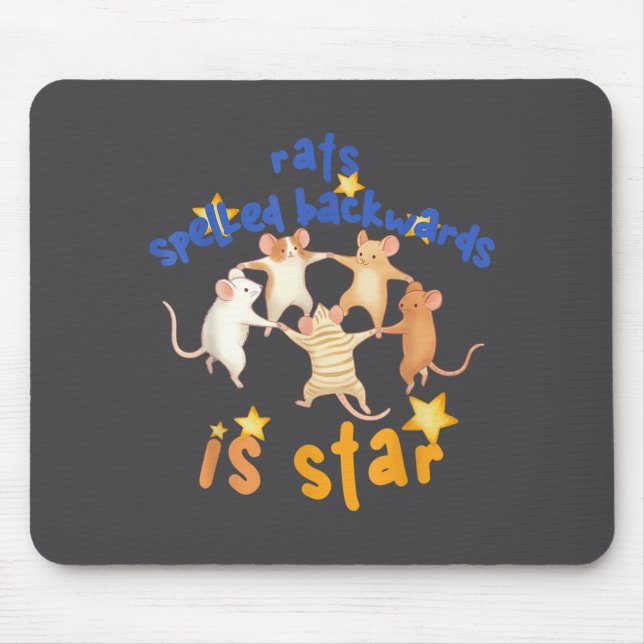Mousepad Rats Spelled Backwards Is Star Funny Rat Meme Rat  (Frente)