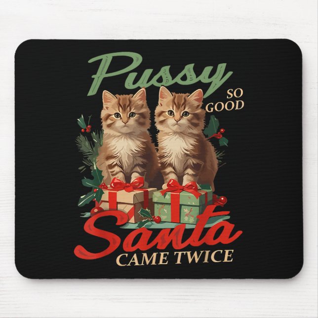 Mousepad Raunchy Christmas Cat Naughty Funny Gag Prank Humo (Frente)
