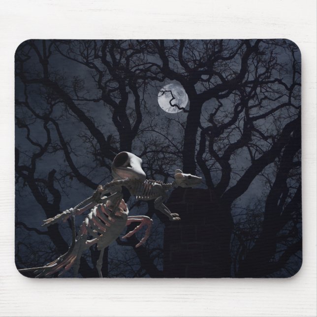 Mousepad Raven and Rat Skeleton in Moonlight - Halloween (Frente)