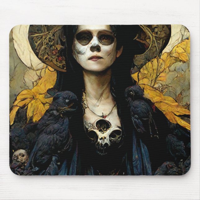 Mousepad Raven Witch 3 Fantasy Horror Gótico Gótico (Frente)