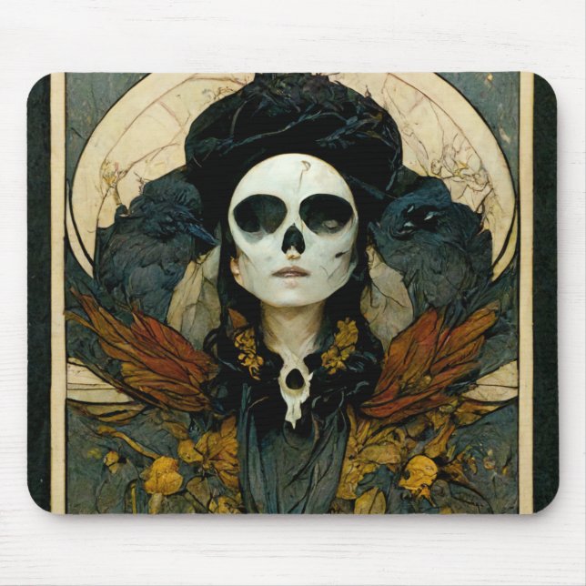 Mousepad Raven Witch Fantasy Horror Gótico Gótica (Frente)