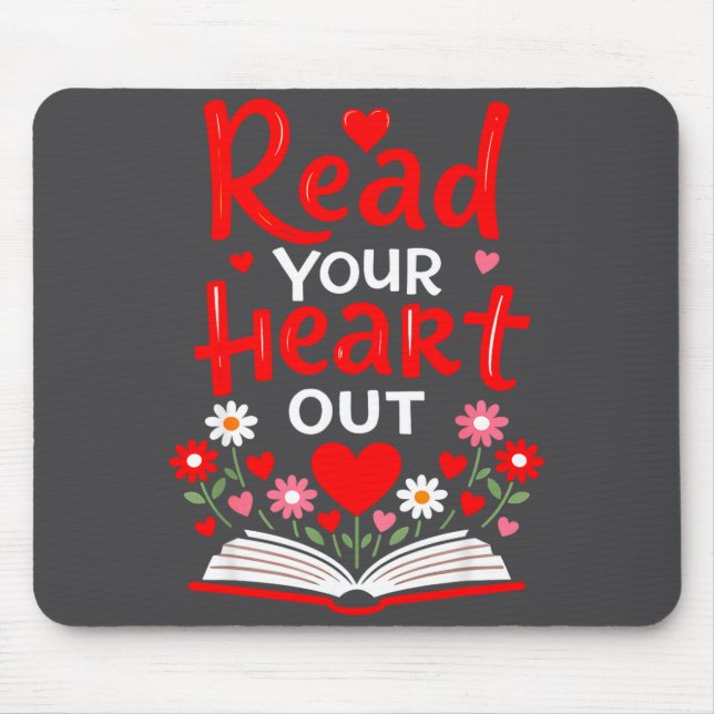 Mousepad Read Your Heart Valentine Reading Book Girls Flowe (Frente)