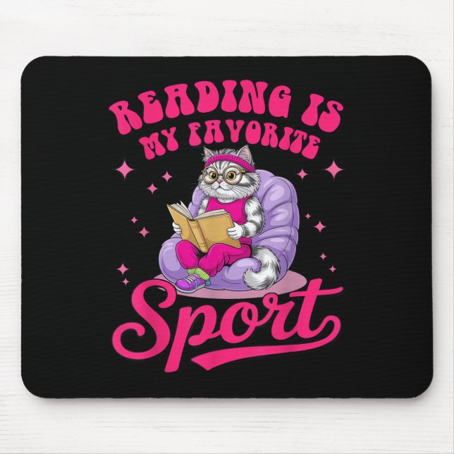 Mousepad Reading Is My Favorite Srt Funny Cat Book Lover Li (Frente)