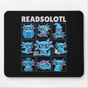 Mousepad Readsolotl blueaxolotl amante de livros humor leit