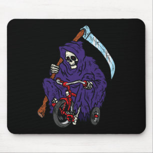 Mousepad Reaper Riding Bicycle Halloween Skeleton Spookie B