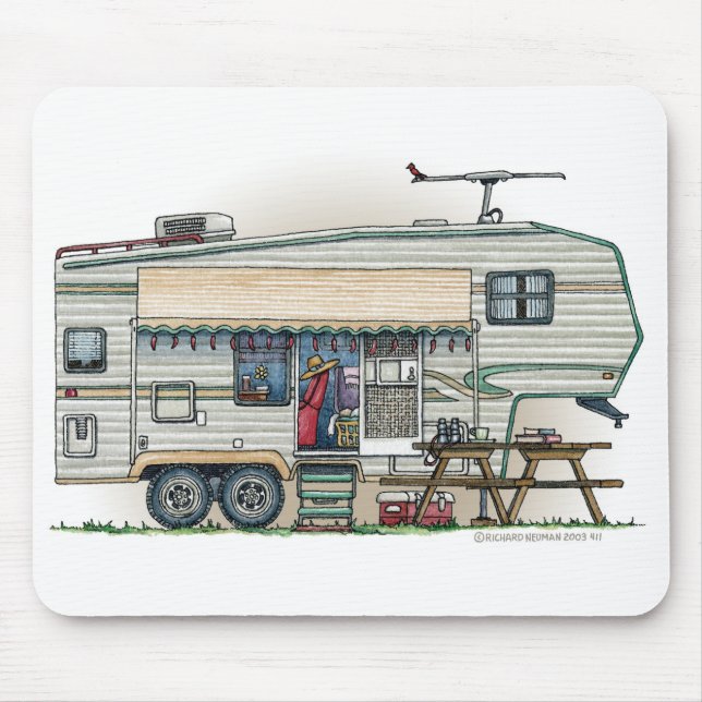 Mousepad Reboque bonito do viagem do campista da quinta (Frente)
