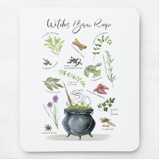 Mousepad Receita de caldeirão de Halloween Moderno 1 (Frente)