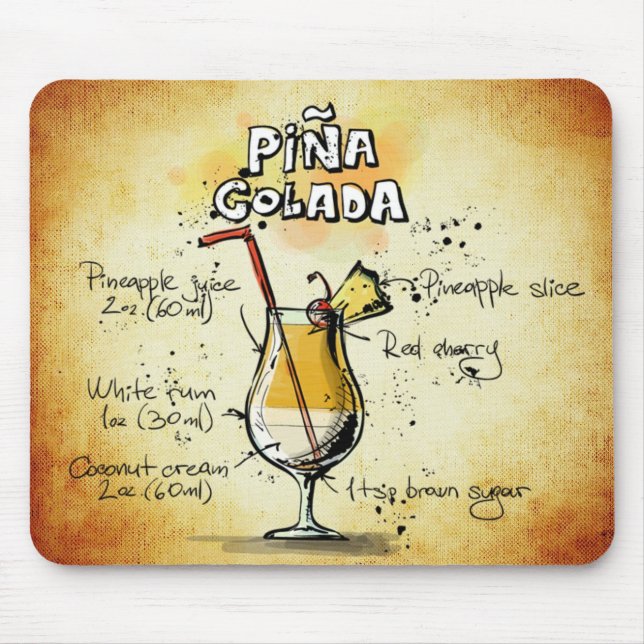 Mousepad Receita de Cocktail Pina Colada (Frente)