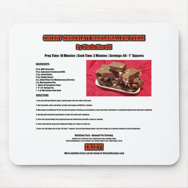 Mousepad Receita de Comborboletas de Chocolate de Cereja (Frente)