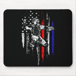 Mousepad Receptor de Beisebol Patriótico Bandeira Americana