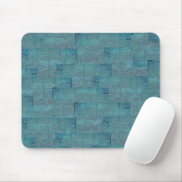 Mousepad Recortes de mosaicos em forma de textura ciano-cin
