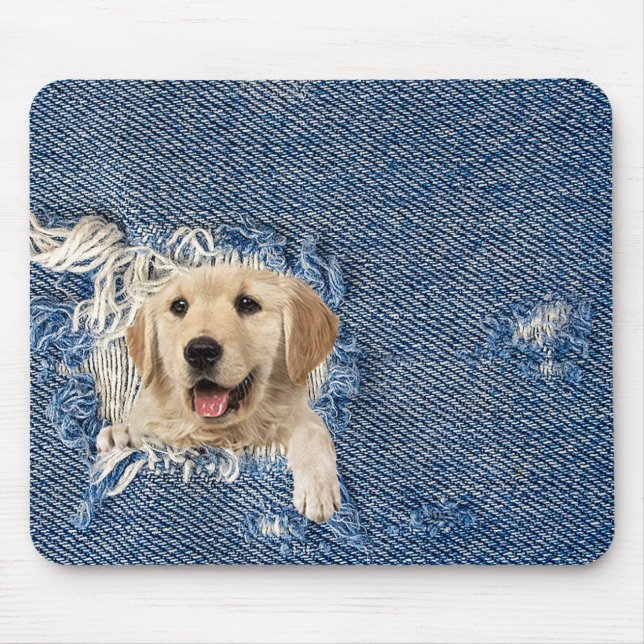 Mousepad Recuperador de ouros no buraco de denim desgastado (Frente)